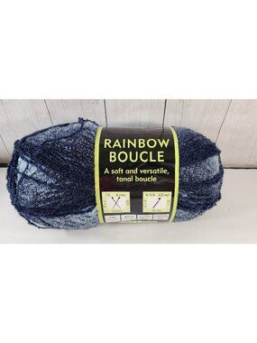 SENSATIONS RAINBOW BOUCLE YARN BLUE TONAL BULKY 11OZ 853YD SOFT DISCONTINUED NEW